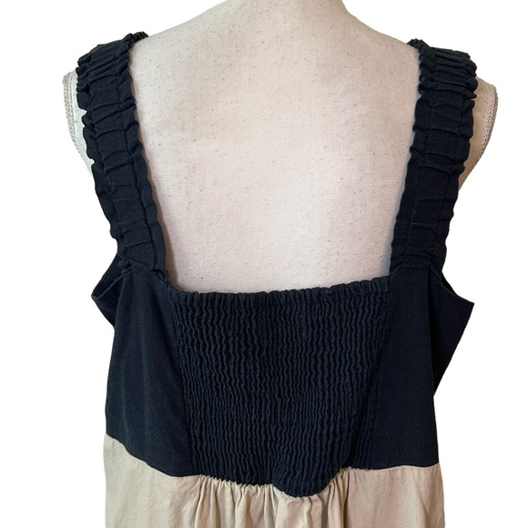 52seven Women's Sleeveless Color Block Tiered Linen Midi Dress SZ 1X Navy Tan - Picture 9 of 11